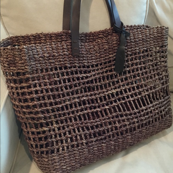 woven tote bags with leather handles